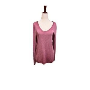 Tempo Paris top women’s size small pink long sleeve scoop neck tinsel thread